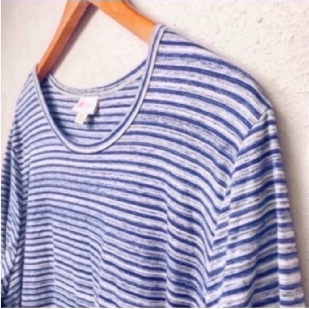Plus Size LuLaRoe Maurine Dress Blue White Striped